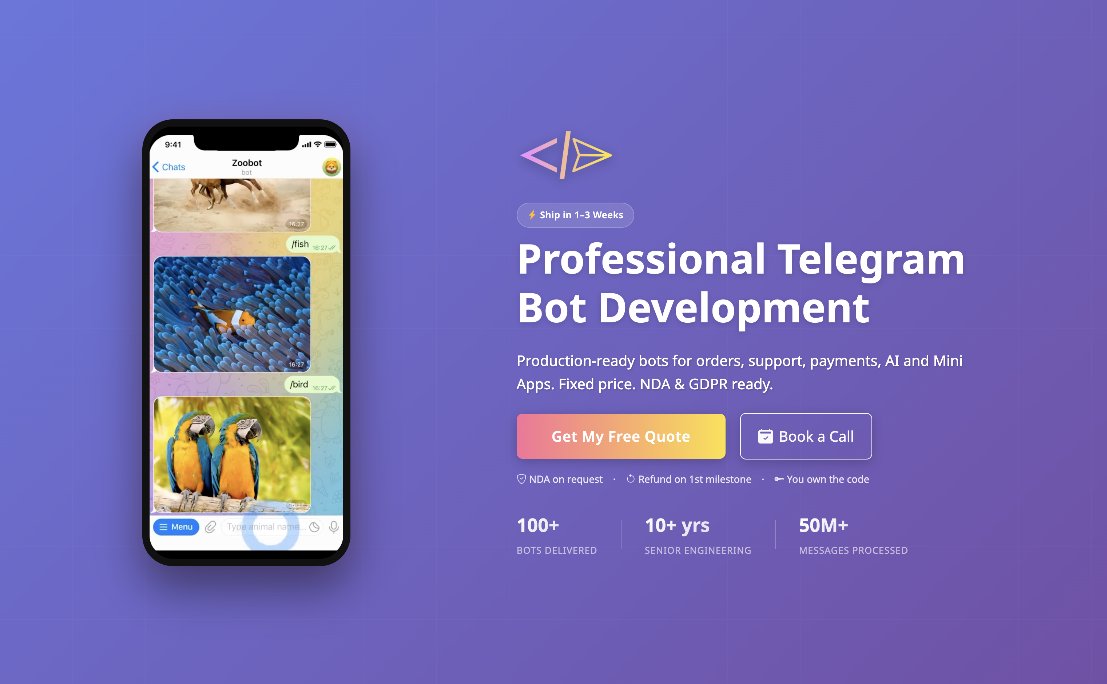 Professional Telegram Bot Development | Ship in 1–3 Weeks